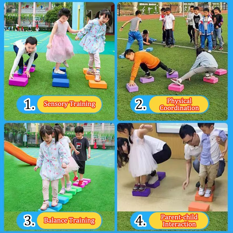 Montessori Educational Sensory Toys Sensory Integration Training Balance Stone Set Children Game Parish Sports Activities Games