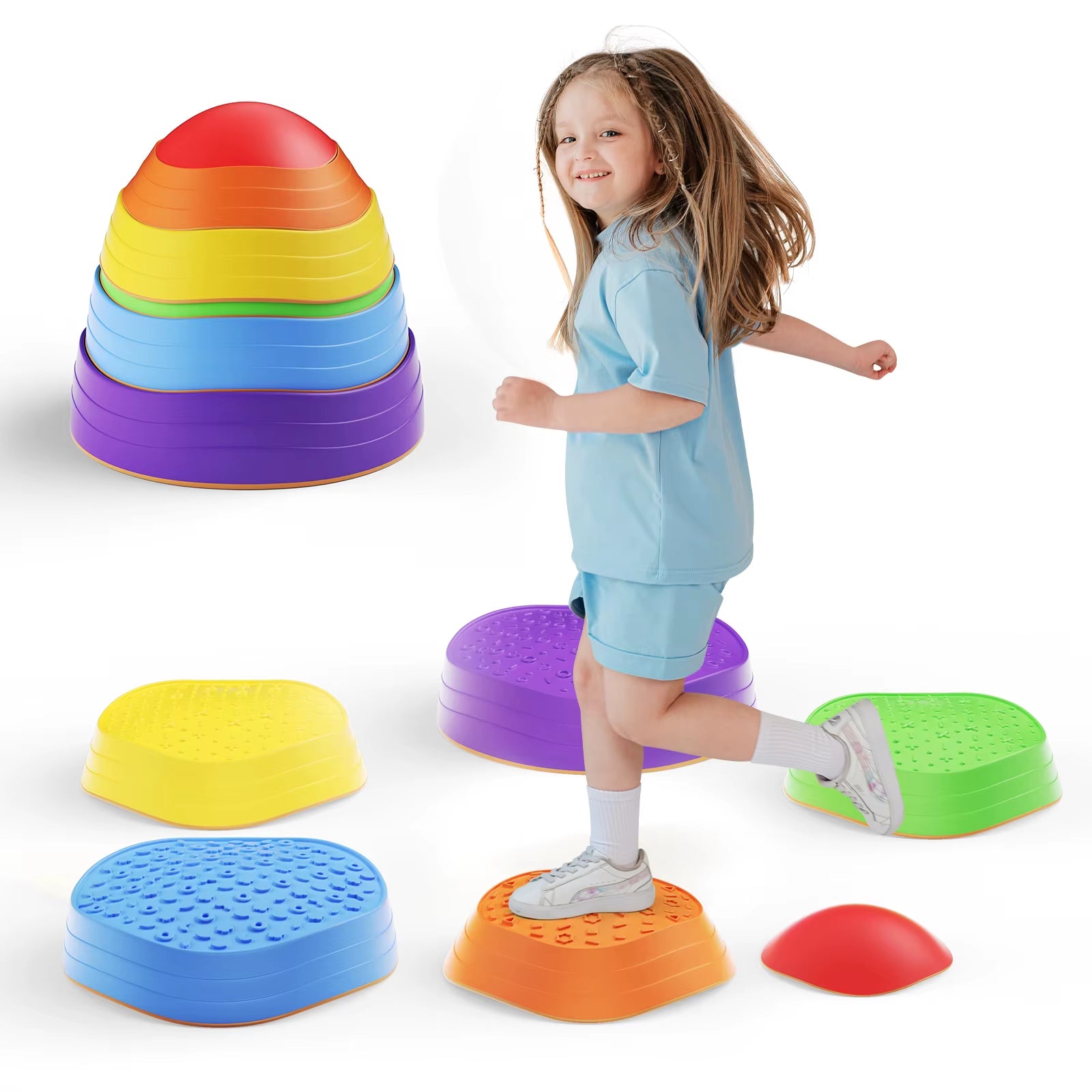 6PCS Balance Stepping Stones Montessori Children Toys Sensory Training Tactile Sensing for Kids Party Social Games