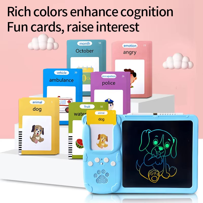 Talking Flash Cards LCD Writing Tablet Board Pad Toy Learning Education Preschool Montessori Speech Therapy Autism Toys for Kid