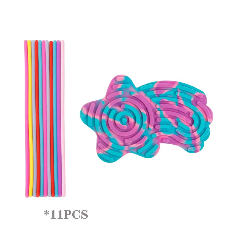 Cartoon Sensory Activity Ball with 11 Rods Silicone Fidget Toys Stress Relief ADHD and Autism Sensory Toys for Kids Adult New