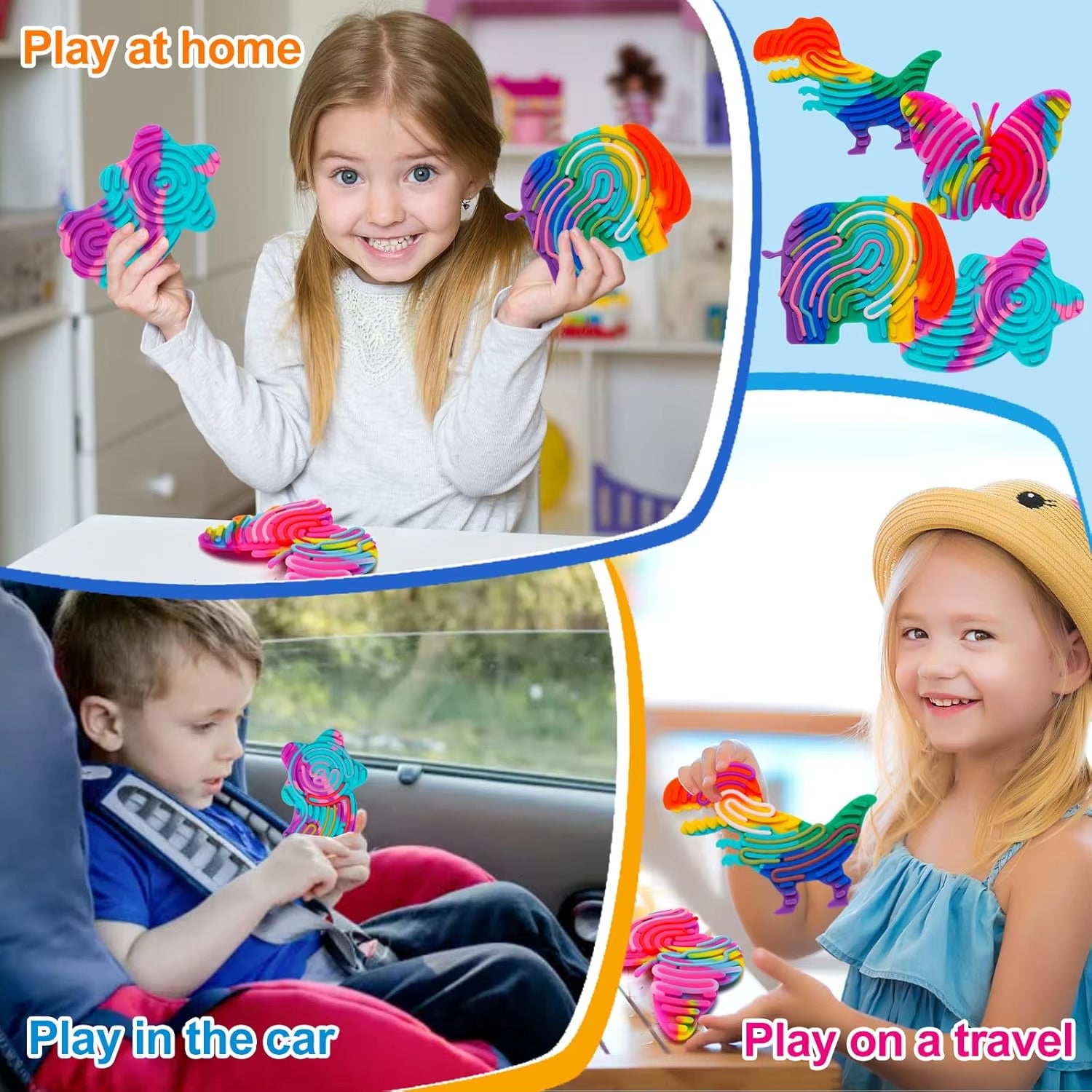 Cartoon Sensory Activity Ball with 11 Rods Silicone Fidget Toys Stress Relief ADHD and Autism Sensory Toys for Kids Adult New