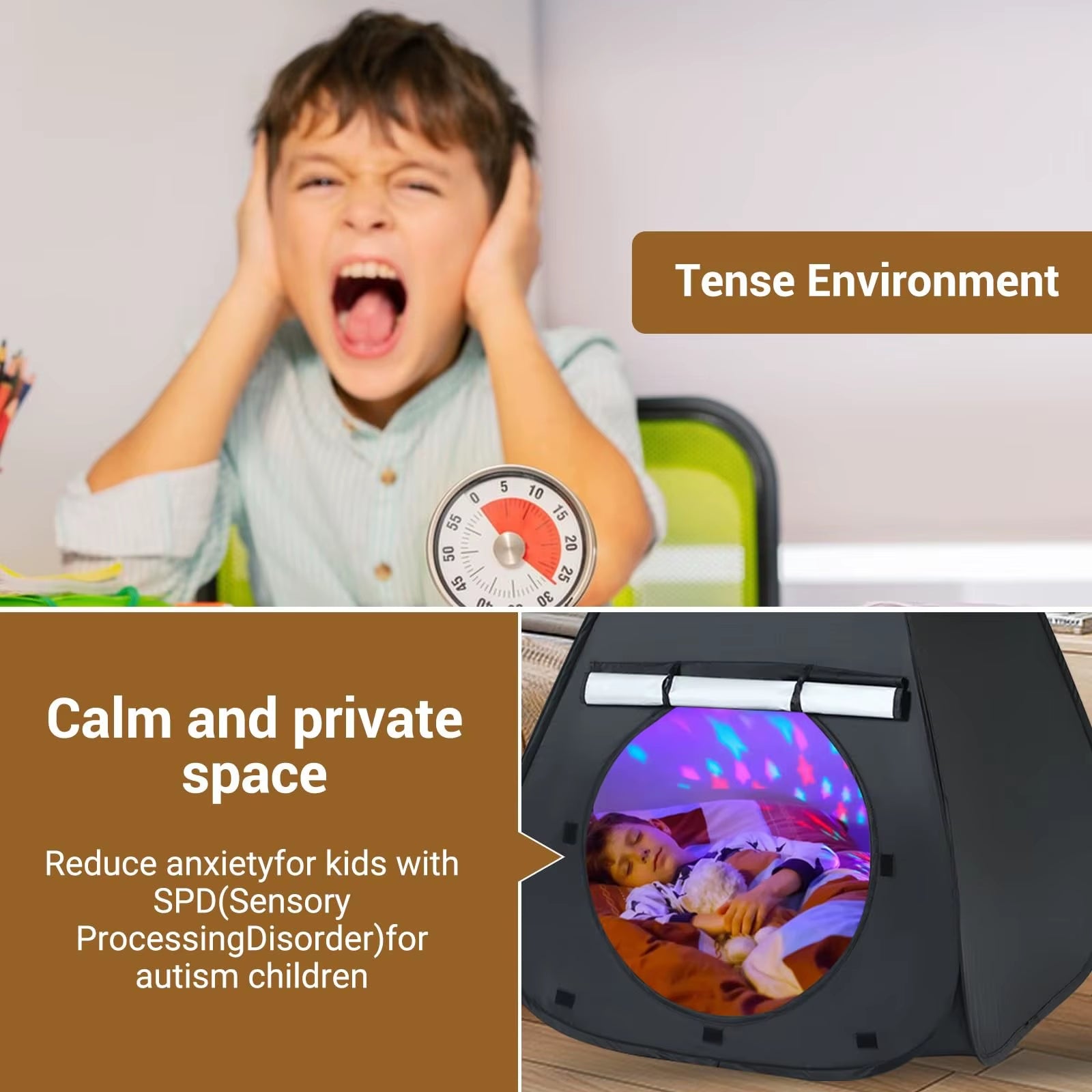 Blackout Sensory Tent Foldable Kids Calm Corner Tent with Storage Bag Blackout Tent Children Indoor Tent for Autistic Children