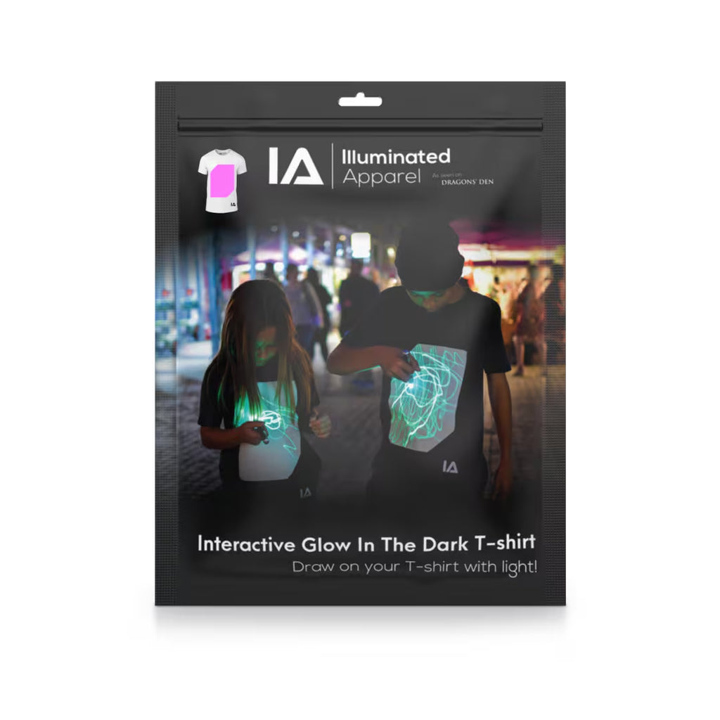 Children'S Interactive Glow in the Dark T-Shirt in White & Pink Glow