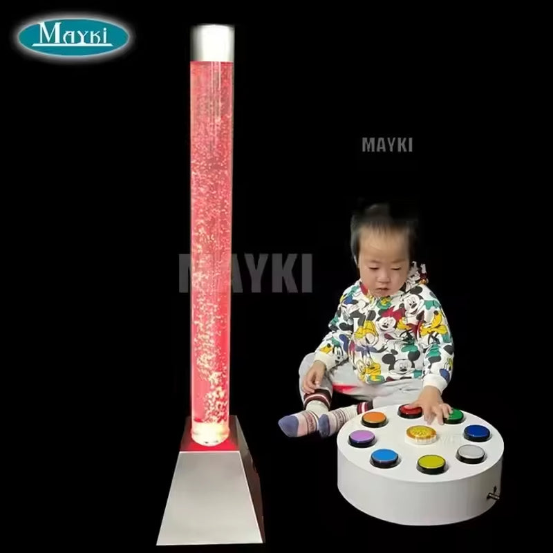 Autism Sensory Therapy Free Standing Rgb Color Control Led Light Fish Lamp Acrylic Water Column Bubble Tube Sensory Equipment