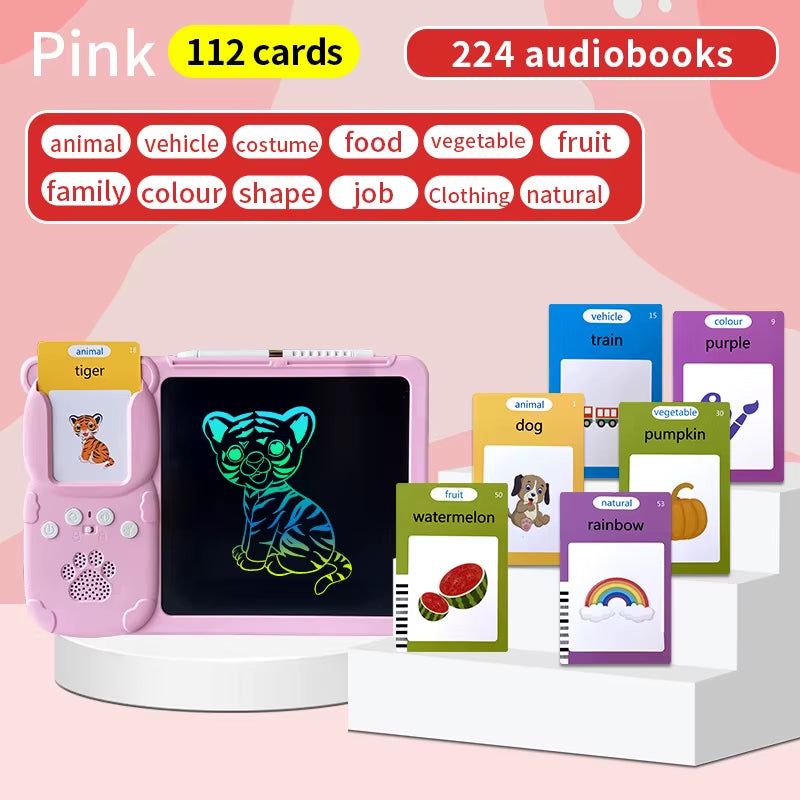 Talking Flash Cards LCD Writing Tablet Board Pad Toy Learning Education Preschool Montessori Speech Therapy Autism Toys for Kid