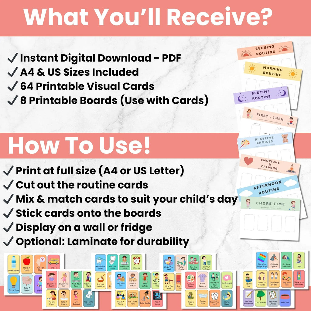 Visual Routine Cards for Kids: ADHD & Autism Sensory Support (PDF)