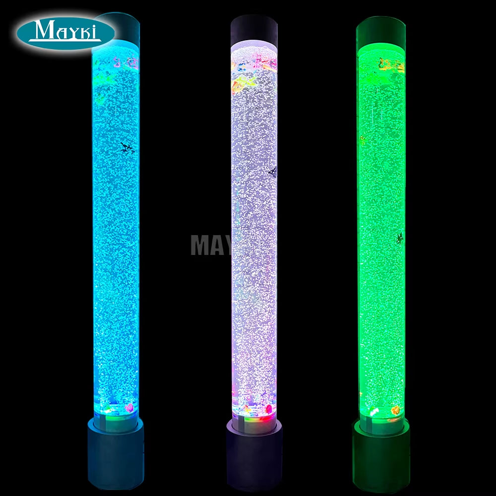 Autism Sensory Therapy Free Standing Rgb Color Control Led Light Fish Lamp Acrylic Water Column Bubble Tube Sensory Equipment