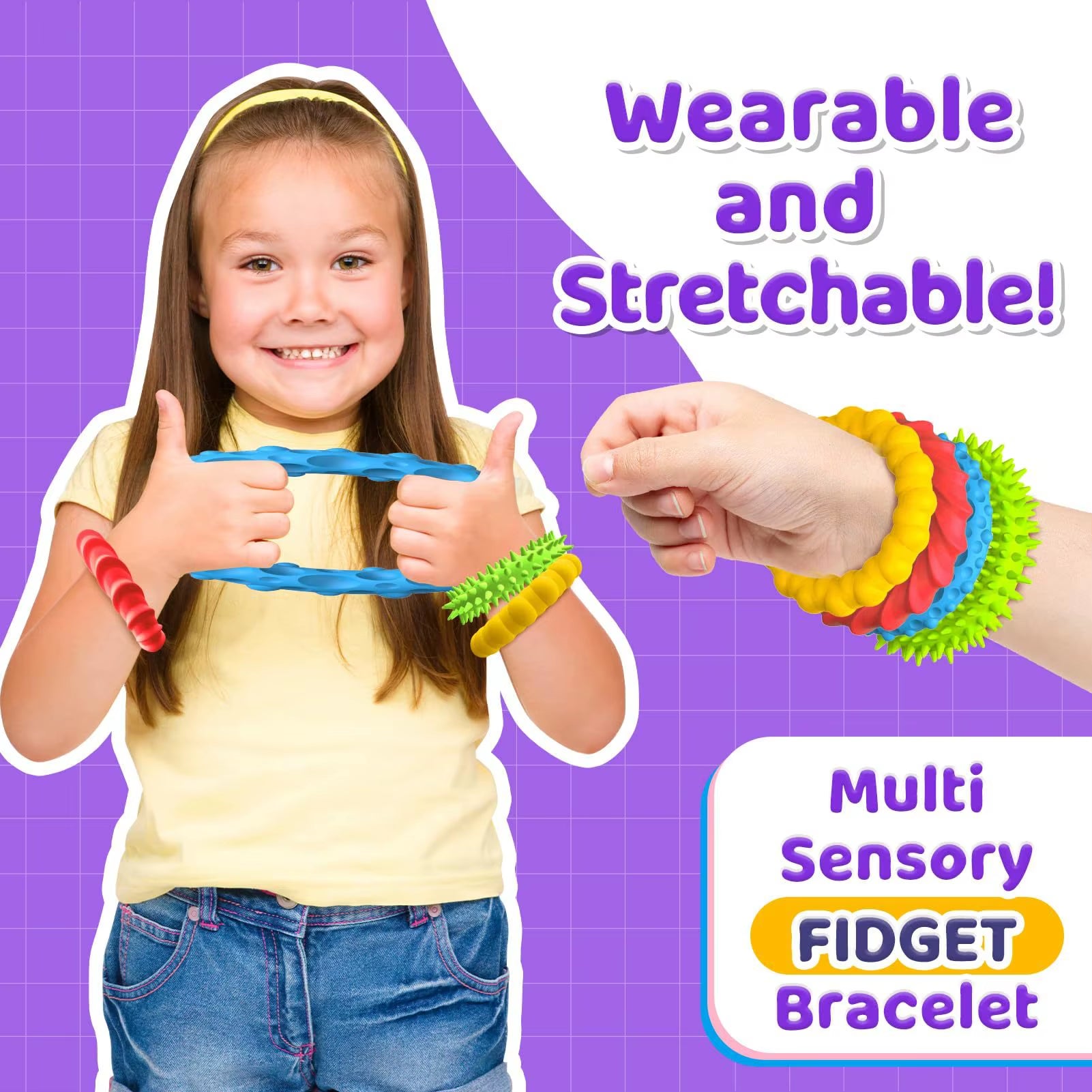4PCS Bracelet Sensory Fidget Toys for Kids Adults Pack Autism Sensory Toys for Special Needs Autistic Stretchy Bracelets New