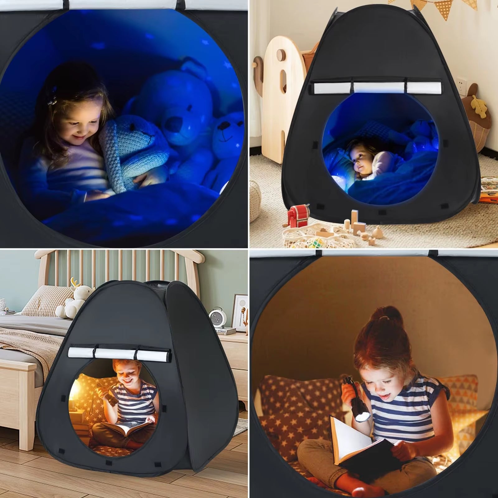 Blackout Sensory Tent Foldable Kids Calm Corner Tent with Storage Bag Blackout Tent Children Indoor Tent for Autistic Children
